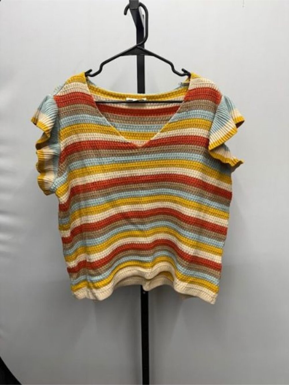 THML Striped Knit Flutter Sleeve Top
